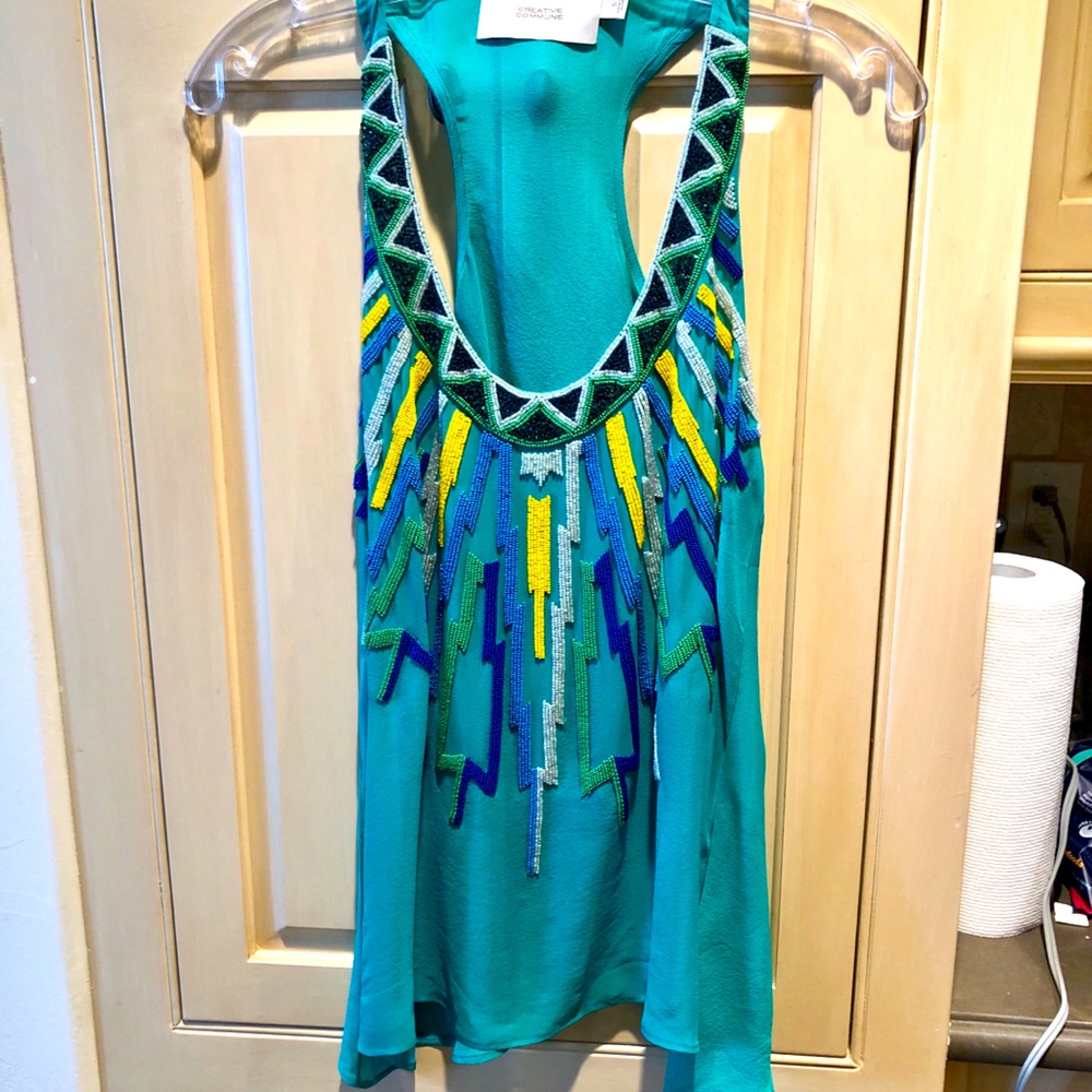 Creative Commune Green Beaded Tank Size S